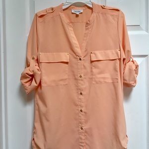 Calvin Klein Peach Button-up Blouse